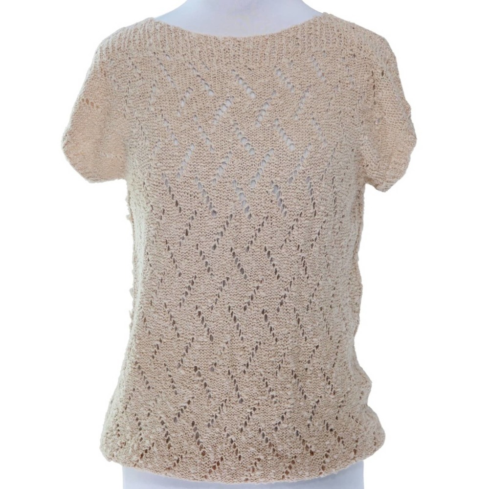 VINTAGE Hand Crocheted Pullover Short Sleeve Sweater Top, MEDIUM